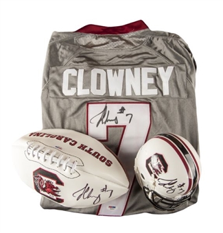 Jadeveon Clowney South Carolina Autographed Lot of (3): Jersey, Football, Mini-Helmet 